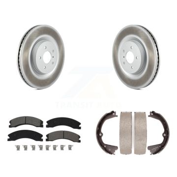 Rear Disc Coated Rotors Semi-Metallic Pads And Parking Shoes Kit For Nissan NV2500 NV3500 KGS-103013