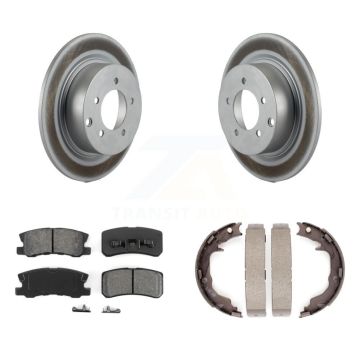 Rear Disc Coated Rotors Semi-Metallic Pads Parking Shoes Kit For Jeep Mitsubishi Patriot KGS-103015