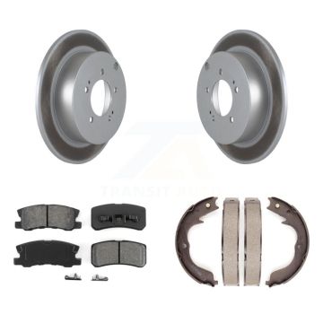 Rear Disc Coated Rotors Semi-Metallic Pads Parking Brake Shoes Kit For Mitsubishi Lancer KGS-103017