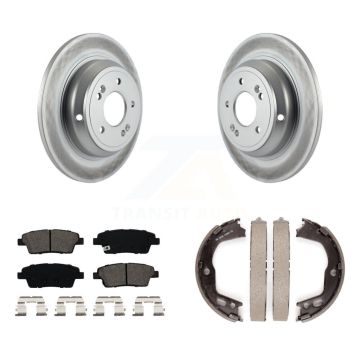 Rear Disc Coated Rotors Semi-Metallic Pads & Parking Brake Shoes Kit For Hyundai Genesis KGS-103018
