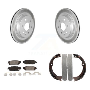 Rear Disc Coated Rotors Semi-Metallic Pads Parking Shoes Kit For Chevrolet Silverado 1500 KGS-103021