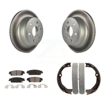 Rear Disc Coated Rotors Semi-Metallic Pads Parking Shoes Kit For GMC Chevrolet Sierra LD KGS-103022