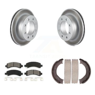 Rear Disc Coated Rotors Semi-Metallic Pads & Parking Shoes Kit For Chevrolet GMC Express KGS-103025