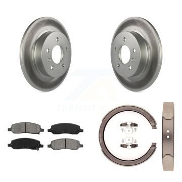 Rear Disc Coated Rotors Semi-Metallic Pads And Parking Brake Shoes Kit For Cadillac DTS KGS-103035