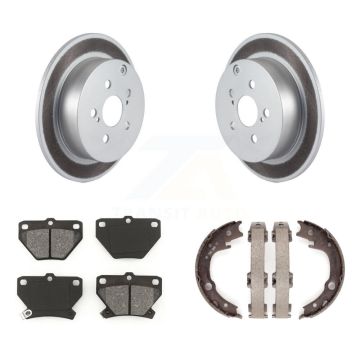 Rear Disc Coated Rotors Semi-Metallic Pads & Parking Shoes Kit For Toyota Matrix Corolla KGS-103036