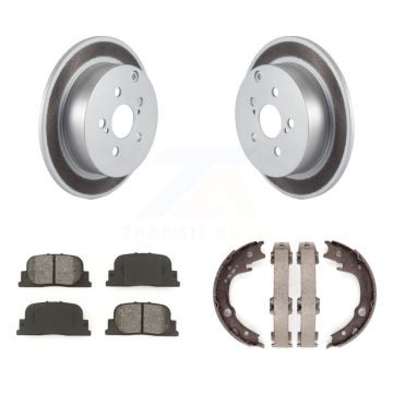 Rear Disc Coated Rotors Semi-Metallic Pads Parking Brake Shoes Kit For 2005-2010 Scion tC KGS-103037