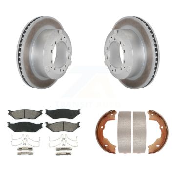 Rear Disc Coated Rotors Semi-Metallic Pads & Parking Shoes Kit For Ford F-450 Super Duty KGS-103039