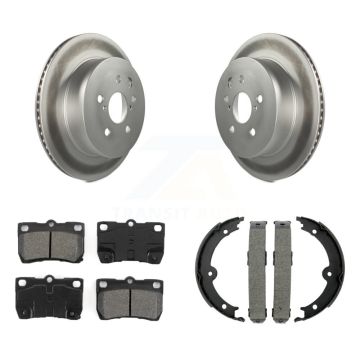 Rear Disc Coated Rotors Semi-Metallic Pads Parking Shoes Kit For Lexus IS250 IS350 GS350 KGS-103041