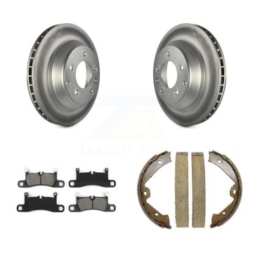 Rear Disc Coated Rotors Semi-Metallic Pads Parking Brake Shoes Kit For Volkswagen Touareg KGS-103044