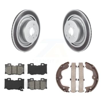 Rear Disc Coated Rotors Semi-Metallic Pads Parking Shoes Kit For INFINITI G37 Nissan 370Z KGS-103046