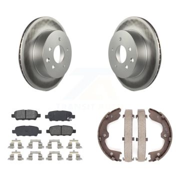 Rear Disc Coated Rotors Semi-Metallic Pads And Parking Brake Shoes Kit For INFINITI G35 KGS-103048