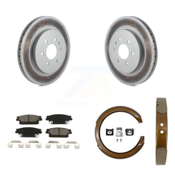 Rear Disc Coated Rotors Semi-Metallic Pads And Parking Brake Shoes Kit For Cadillac SRX KGS-103049