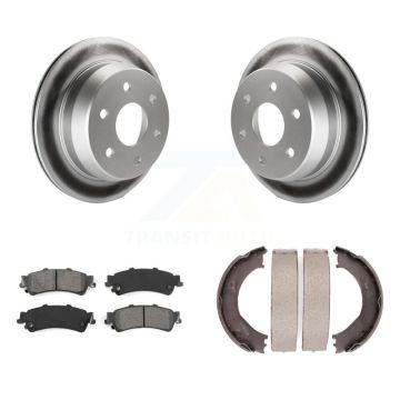 Rear Disc Coated Rotors Semi-Metallic Pads Parking Shoes Kit For Chevrolet Silverado 1500 KGS-103066