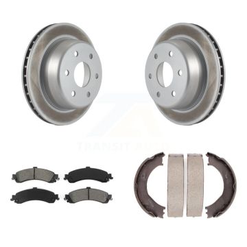 Rear Disc Coated Rotors Semi-Metallic Pads Parking Shoes Kit For Chevrolet Silverado 1500 KGS-103067