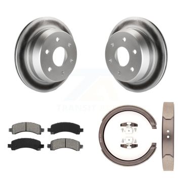 Rear Disc Coated Rotors Semi-Metallic Pads Parking Shoes Kit For Chevrolet Avalanche 1500 KGS-103068