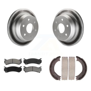 Rear Disc Coated Rotors Semi-Metallic Pads Parking Shoes Kit For Chevrolet Silverado 2500 KGS-103069