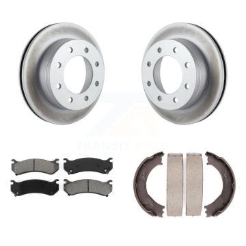 Rear Disc Coated Rotors Semi-Metallic Pads Parking Shoes Kit For Chevrolet Silverado 2500 KGS-103071