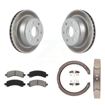 Rear Disc Coated Rotors Semi-Metallic Pads Parking Shoes Kit For Chevrolet GMC Avalanche KGS-103073