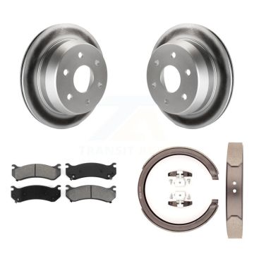 Rear Disc Coated Rotors Semi-Metallic Pads Parking Shoes Kit For Chevrolet Suburban 2500 KGS-103074