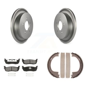 Rear Disc Coated Rotors Semi-Metallic Pads And Parking Shoes Kit For Ford F-150 Heritage KGS-103078