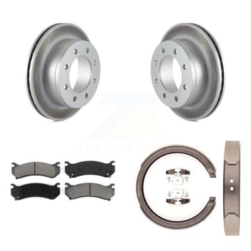 Rear Disc Coated Rotors Semi-Metallic Pads Parking Shoes Kit For GMC Sierra 2500 Yukon XL KGS-103082