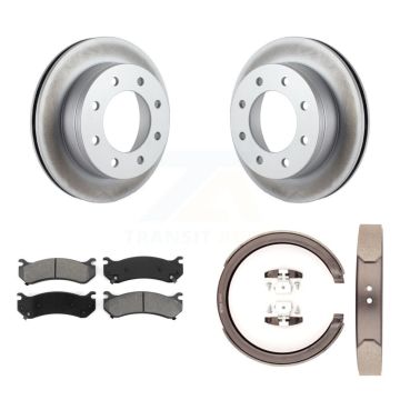 Rear Disc Coated Rotors Semi-Metallic Pads Parking Shoes Kit For GMC Chevrolet Silverado KGS-103083