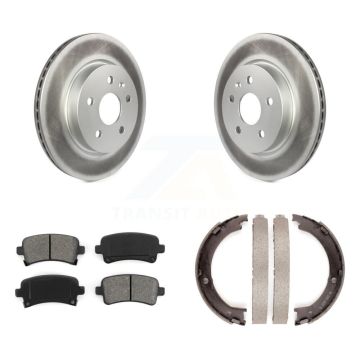 Rear Disc Coated Rotors Semi-Metallic Pads And Parking Brake Shoes Kit For Cadillac XTS KGS-103084