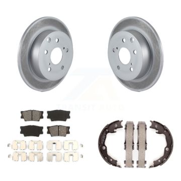 Rear Disc Coated Rotors Semi-Metallic Pads & Parking Shoes Kit For Toyota Matrix Pontiac KGS-103093