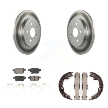 Rear Disc Coated Rotors Semi-Metallic Pads & Parking Shoes Kit For Toyota Matrix Pontiac KGS-103094