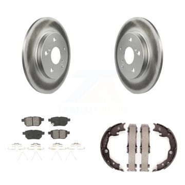 Rear Disc Coated Rotors Semi-Metallic Pads & Parking Shoes Kit For Toyota Matrix Pontiac KGS-103095