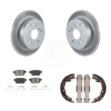 Rear Disc Coated Rotors Semi-Metallic Pads & Parking Shoes Kit For 2010 Toyota Matrix XRS KGS-103096