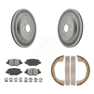Rear Disc Coated Rotors Semi-Metallic Pads And Parking Brake Shoes Kit For Lincoln MKT KGS-103099