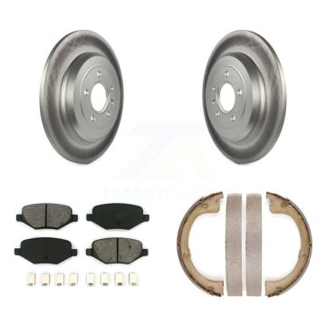 Rear Disc Coated Rotors Semi-Metallic Pads And Parking Brake Shoes Kit For Lincoln MKT KGS-103101
