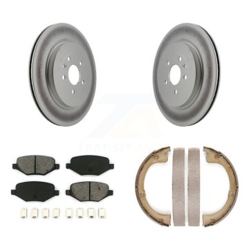 Rear Disc Coated Rotors Semi-Metallic Pads And Parking Brake Shoes Kit For Lincoln MKT KGS-103102