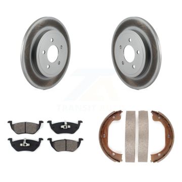 Rear Disc Coated Rotors Semi-Metallic Pads Parking Brake Shoes Kit For Ford Escape Mazda KGS-103105