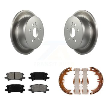 Rear Disc Coated Rotors Semi-Metallic Pads Parking Shoes Kit For Lexus RX350 Toyota RX330 KGS-103107