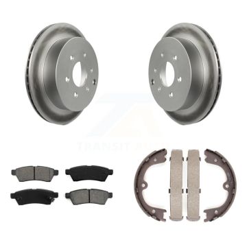 Rear Disc Coated Rotors Semi-Metallic Pads & Parking Shoes Kit For Nissan Frontier Xterra KGS-103110