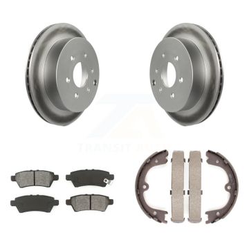 Rear Disc Coated Rotors Semi-Metallic Pads Parking Shoes Kit For 2006-2007 Nissan Xterra KGS-103111