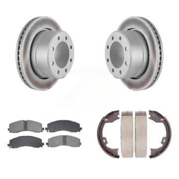 Rear Disc Coated Rotors Semi-Metallic Pads And Parking Brake Shoes Kit For Ram 2500 3500 KGS-103116