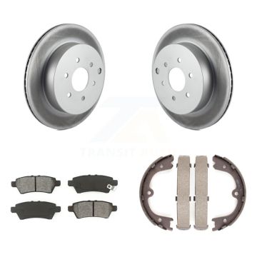 Rear Disc Coated Rotors Semi-Metallic Pads Parking Shoes Kit For 05-12 Nissan Pathfinder KGS-103119