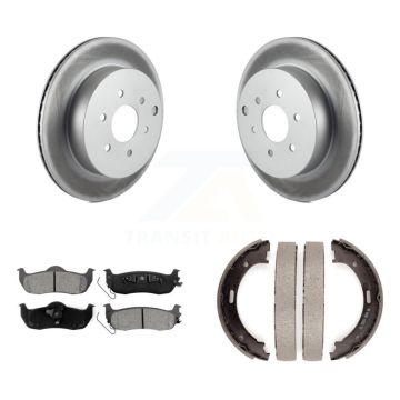 Rear Disc Coated Rotors Semi-Metallic Pads Parking Brake Shoes Kit For Nissan Pathfinder KGS-103120