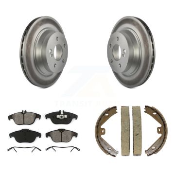 Rear Disc Coated Rotors Semi-Metallic Pads And Parking Shoes Kit For Mercedes-Benz GLK350 KGS-103123
