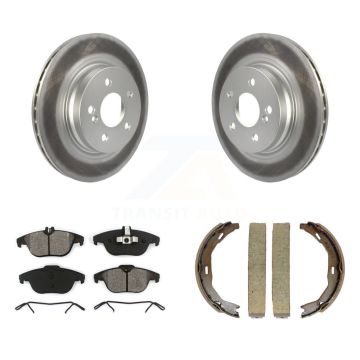 Rear Disc Coated Rotors Semi-Metallic Pads Parking Shoes Kit For Mercedes-Benz C300 C350 KGS-103125