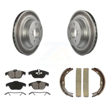 Rear Disc Coated Rotors Semi-Metallic Pads Parking Shoes Kit For Mercedes-Benz E350 Coupe KGS-103126