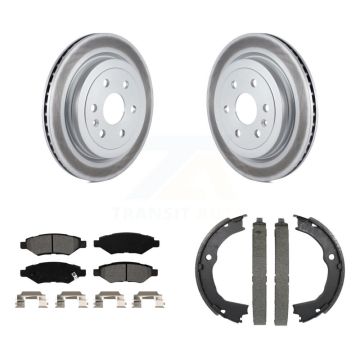 Rear Disc Coated Rotors Semi-Metallic Pads & Parking Shoes Kit For 2010-2016 Cadillac SRX KGS-103127