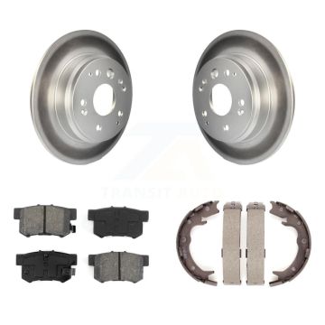 Rear Disc Coated Rotors Semi-Metallic Pads & Parking Shoes Kit For Acura TL Honda Element KGS-103130