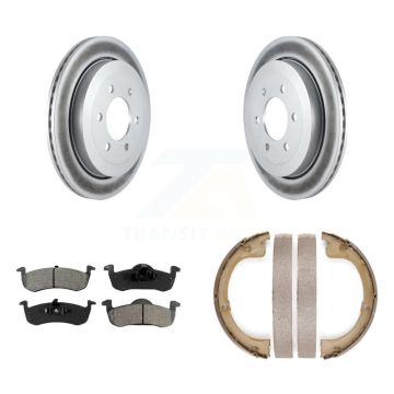 Rear Disc Coated Rotors Semi-Metallic Pads Parking Shoes Kit For Ford Expedition Lincoln KGS-103131