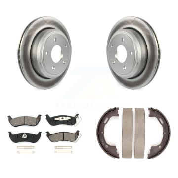 Rear Disc Coated Rotors Semi-Metallic Pads Parking Shoes Kit For Ford Ranger Mazda B2300 KGS-103132