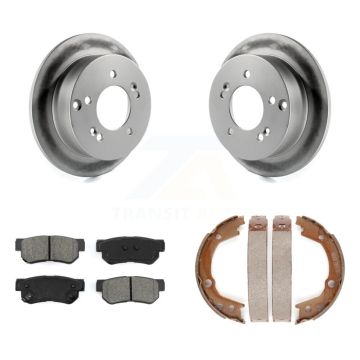 Rear Disc Coated Rotors Semi-Metallic Pads Parking Brake Shoes Kit For Hyundai Tucson Kia KGS-103134