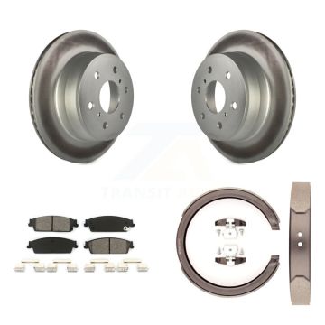 Rear Disc Coated Rotors Semi-Metallic Pads Parking Shoes Kit For Chevrolet GMC Sierra XL KGS-103139
